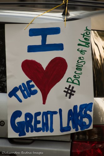 #BecauseofWater sign Great Lakes Water Walk