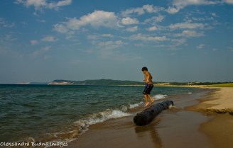 playing in Lake Michigan
