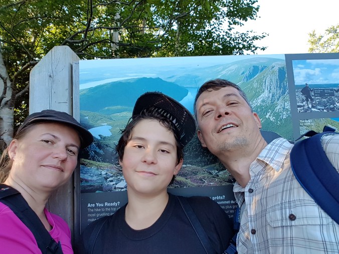 tired after hiking Gros Morne Mountain trail in Newfoundland