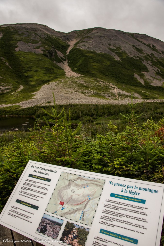 information panel at the foot of Gros Morne Mountain in Newfoundland