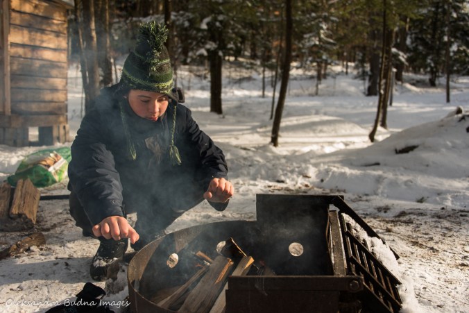 warming hands in front of a campfire, site 5 in Silent Lake PP