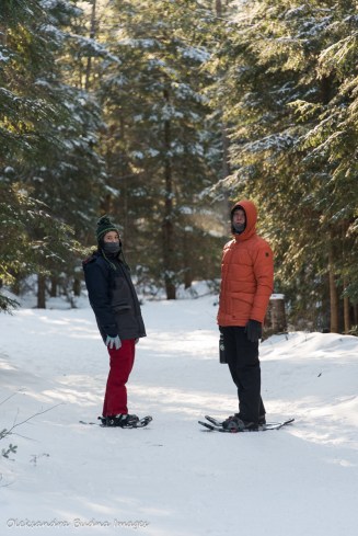 snowshoeing to Stubb's Falls in the winter
