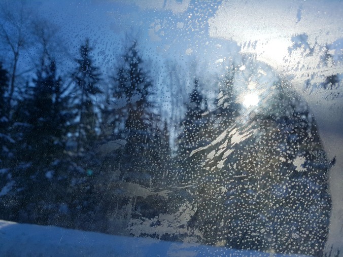 view from the frozen car window