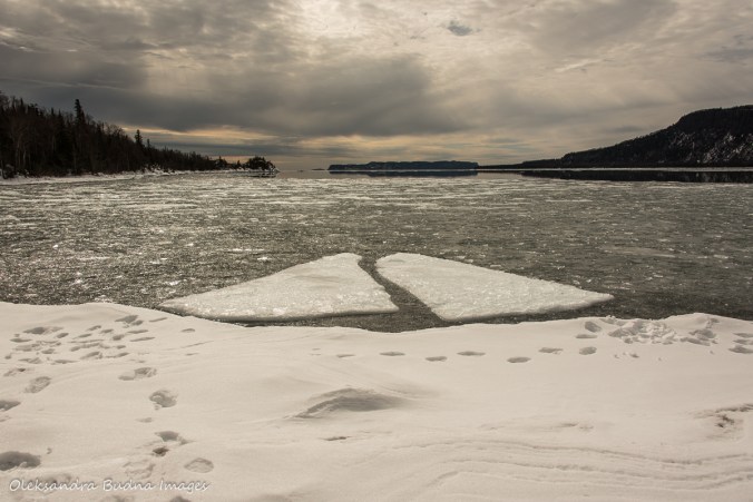 view from Tee Harbour in Sleeping Giant provincial park in the winter