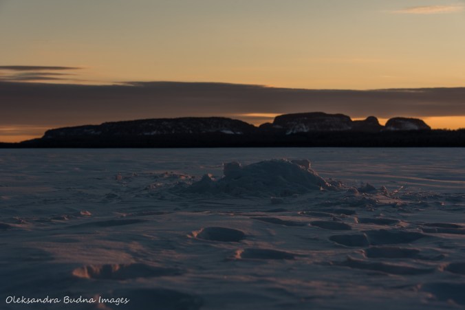 sunset over Sleeping Giant in the winter