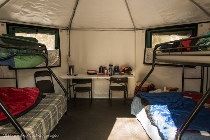 inside a yurt at Windy Lake Provincial Park