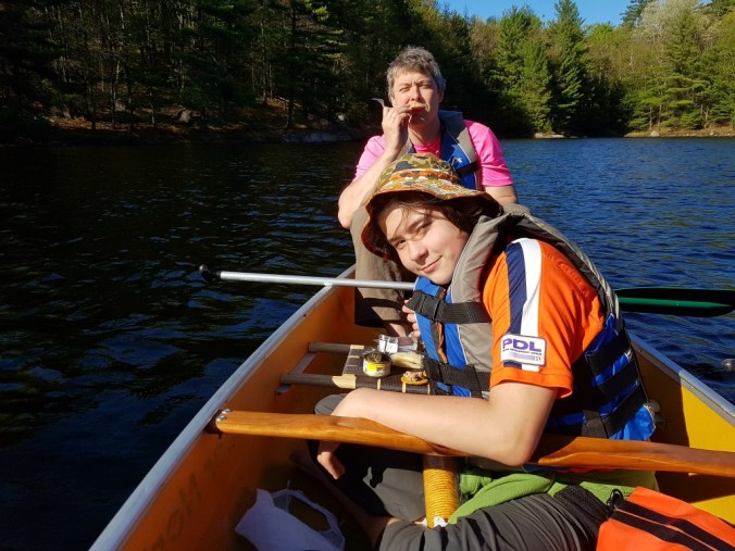 lunch in the canoe