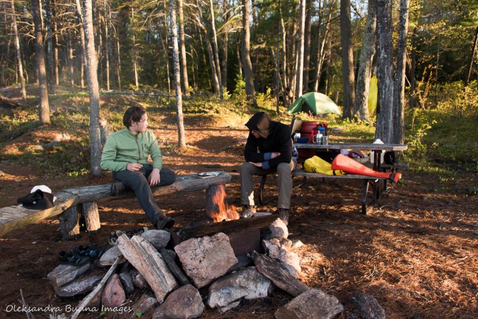 talking around the campfire in Kawartha Highlands