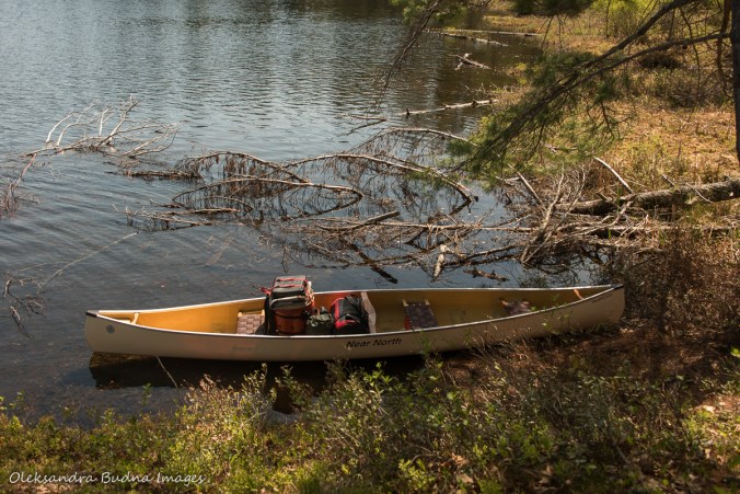 loaded canoe near campsite 500 in Kawartha Highlands