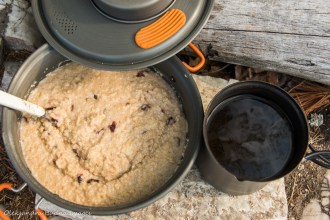 oatmeal and coffee at the campsite