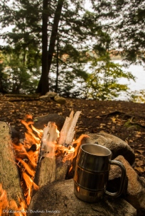 cup of coffee by the campfire