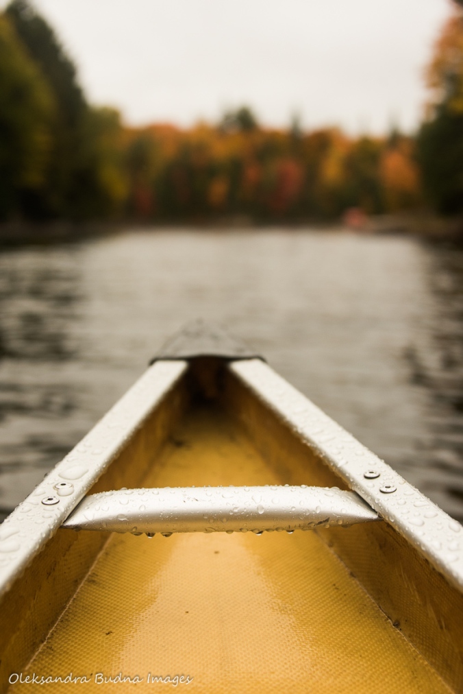 canoe on the lake in the fall