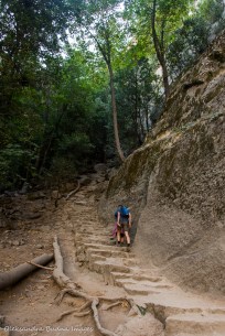 hiking Half Dome trail in Yosemite