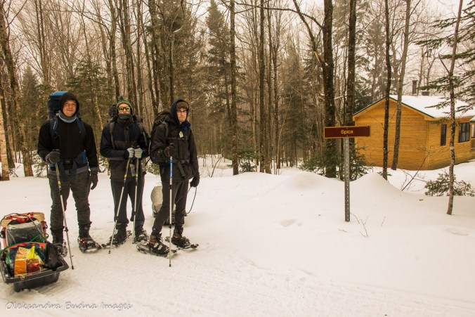 ready to transport gear and supplies at Parc national du Mont-Mégantic in the winter