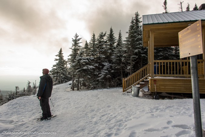 enjoying the view from Refuge des Pelerins at Parc national du MOnt-Mégantic
