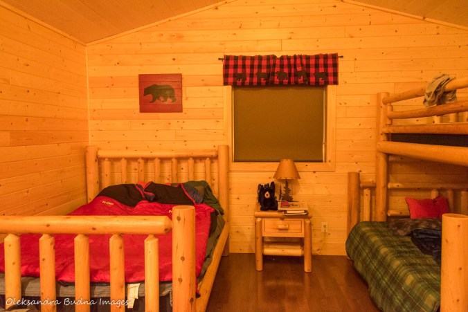 inside Black Bear's Den cabin at Silent Lake Provncial Park