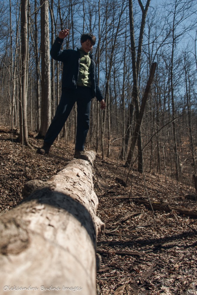 walking on a log