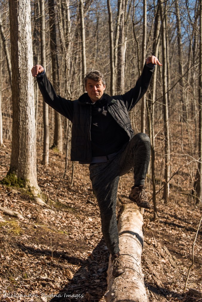 balancing on a log