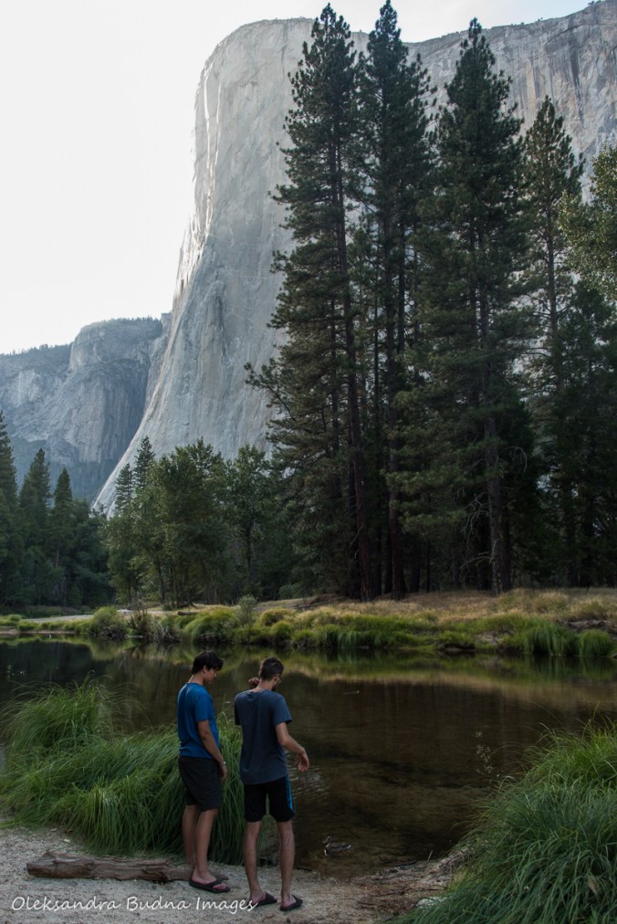 enjoying the view of El Capitan near Merced River