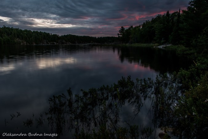 sunset from site 133 on McGregor Bay in Killarney
