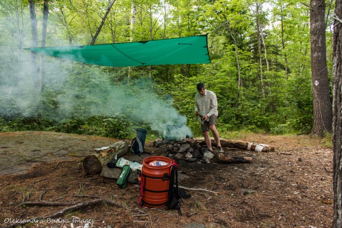campfire at site 148 on Murray Lake in killarney