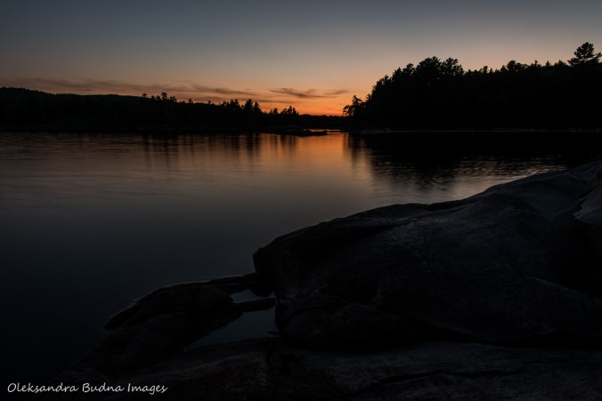 sunset from site 158 on great Mountain Lake in Killarney