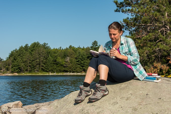 writing by the water at site 158 on great Mountain Lake in Killarney