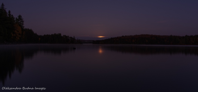 moon set over Lake Louisa in Algonquin