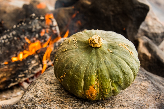 buttercup pumpkin by the fire