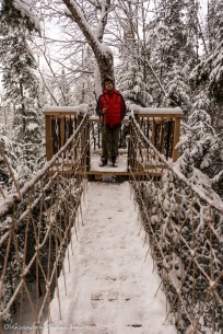 hanging bridge at the Perched Chalet at Les Toits du Monde