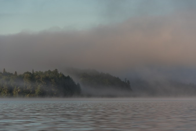 foggy morning on Manitou Lake in Algonquin