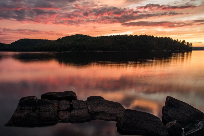 sunset on Manitou Lake in Algonquin