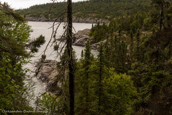 views of Lake Superior while hiking Mdaabii Miikna Trail in Pukaskwa