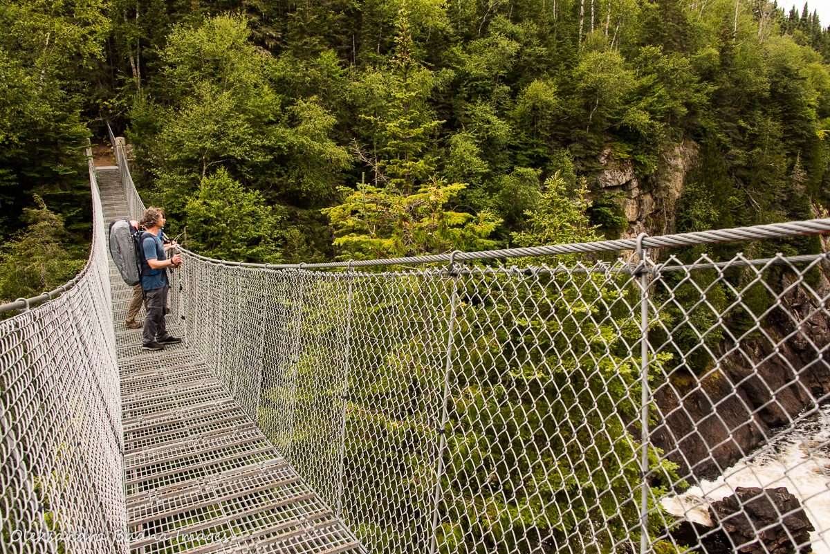 suspension bridge over White River in Pukaskwa